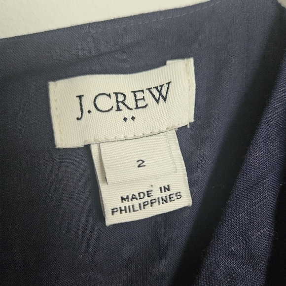 J. Crew Factory Linen-blend Navy Blue Jumpsuit Size 2 - Picture 10 of 13